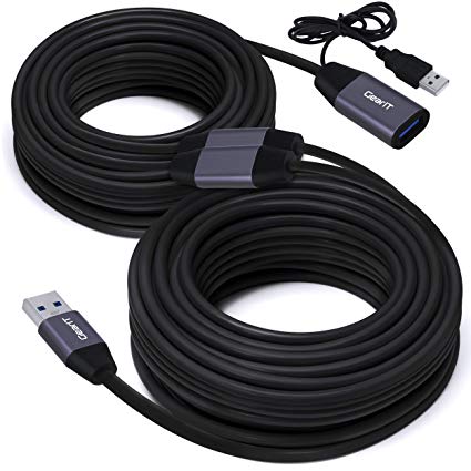 GearIT 30 Feet USB 3.0 SuperSpeed Active Extension Cable with Signal Booster Repeater Cable Type A Male to Female Repeater - Up to 5Gb Transfer Speed (30ft / Black)
