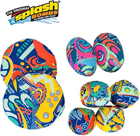 Splash Bombs Combo Pack 2-Pack (4 Splash Balls, 2 Splash Footballs, 2 Splash Flying Disc) by Prime Time Toys (8059-8S)