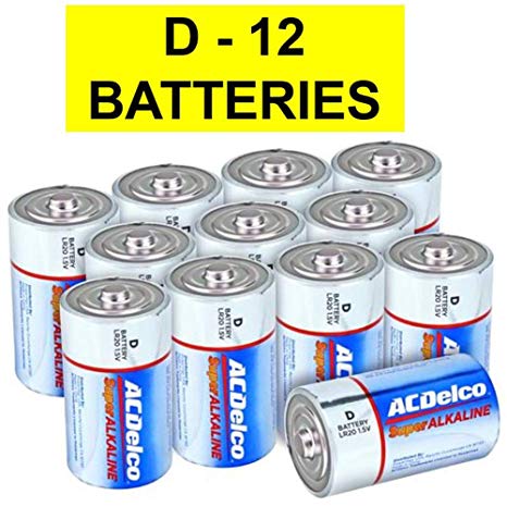 ACDelco D Batteries, Super Alkaline Battery, 12 Count Pack
