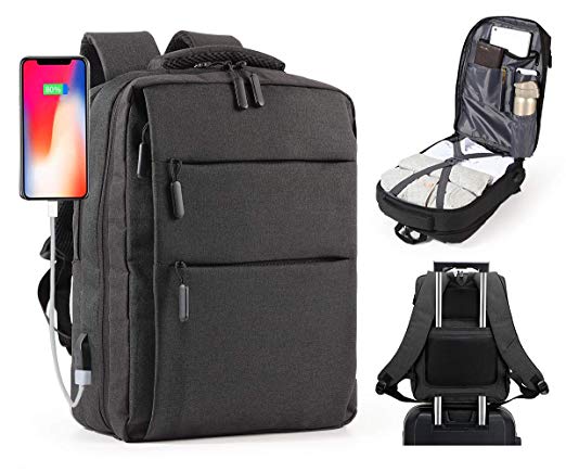 Travel Laptop Backpack,Business Backpacks with USB Charging Port,Water Resistant College School Bookbag,Flight Approved Carry-On Luggage Weekender Bag Daypack for Men
