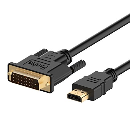 HDMI to DVI Cable, Rankie 1.8m CL3 Rated High Speed Bi-Directional HDMI HDTV to DVI Cable (Black) - R1107