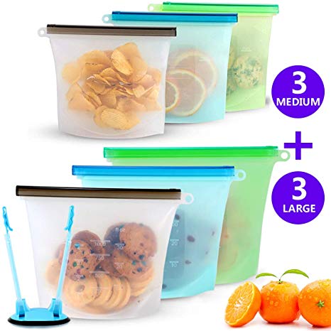 Reusable Silicone Sandwich Storage Bags - Reusable Slicone Food Bag Ziplock Gallon Freezer Bags Zip Top Containers Seal Food/Versatile Preservation Bag Container for Snack,Lunch,Liquid,Vegetable,Fruit
