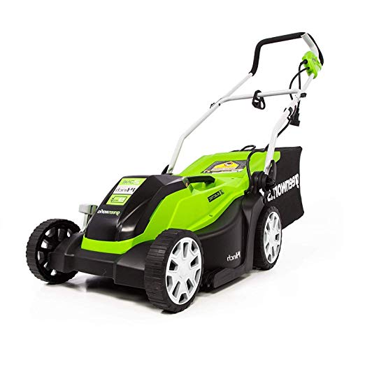 GreenWorks MO09B01 Mower, 14 inch, Green