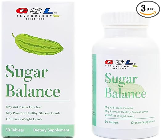 GSL Technology | The Original Sugar Balance | 1000 mg of Bitter Melon Extract | Made in The USA (3 Pack of 30, 90 Tablets Total)