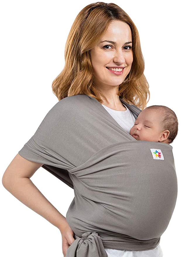 Baby Carrier Wrap - Cotton Premium Ergonomic Wraps for Toddler, Newborn, Infant, Child - Front, Hip and Kangaroo Holder – Versatile Wearing Slings for Men and Women - Grey