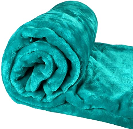 Laura Secret Fleece Faux Fur Roll Mink THROW Throws/Bed Blanket Beautiful Colours (King, Teal)