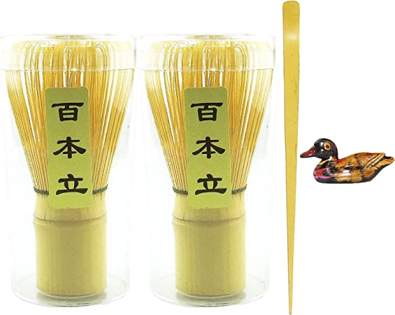 Artcome 4 Pcs Japanese Matcha Tea Set, Matcha Whisk, Traditional Scoop, Scoop Holder. Handmade Matcha Ceremony Kit For Traditional Japanese Tea Ceremony