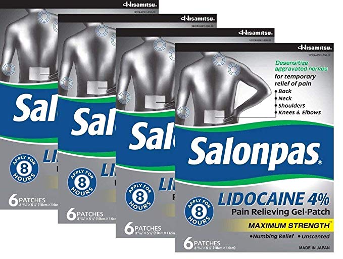 Salonpas LIDOCAINE (4 PACK Special) Pain Relieving Maximum Strength Gel Patch!