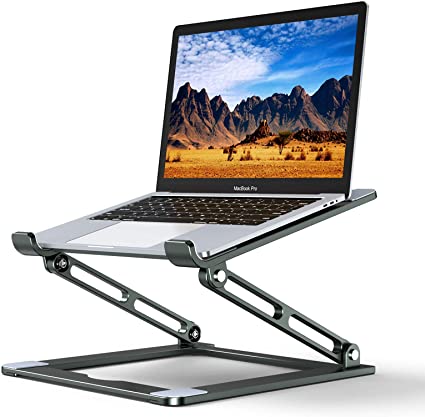 YoFeW Laptop Stand for Desk, Aluminum Laptop Riser Holder, Ergonomic Foldable Height Adjustable Computer Notebook Stand Compatible with MacBook Air Pro, Dell XPS, HP, Lenovo(10-17"), Portable Stand