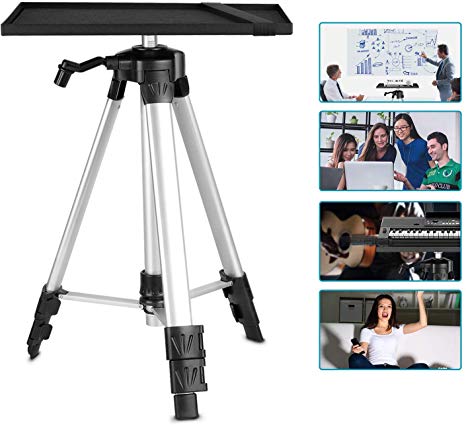 Neewer Aluminum Tripod Projector Stand, Adjustable Laptop Stand, Computer Stand with Plate and Carry Bag, Adjustable Height 18-47.6inches for Projectors/Laptops/Photography/DJ Equipment (Silver)