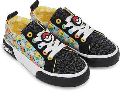 Pokemon Boys Classic Pikachu Sneakers Kids Shoes with Easy-On Lace Up - Pikachu, Charizard, Bulbasaur - Official Shoes