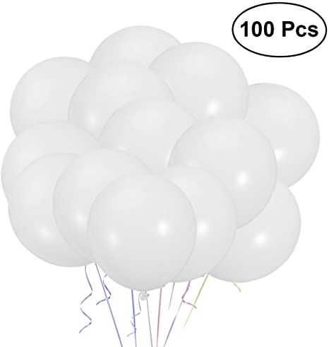 NUOLUX White Balloon, 12" Pearl Latex Balloons for Birthday Wedding Party Supplies 100 Pack