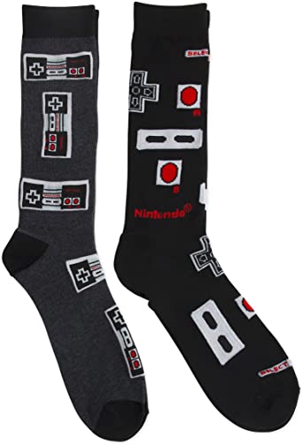 Nintendo Men's Fashion 2 Pack Crew Socks