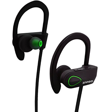 Bluetooth Earbuds By Zivigo Wireless Waterproof Headphones, IPX7 Rated, Noise Cancellation Technology, Microphone & Voice prompts,