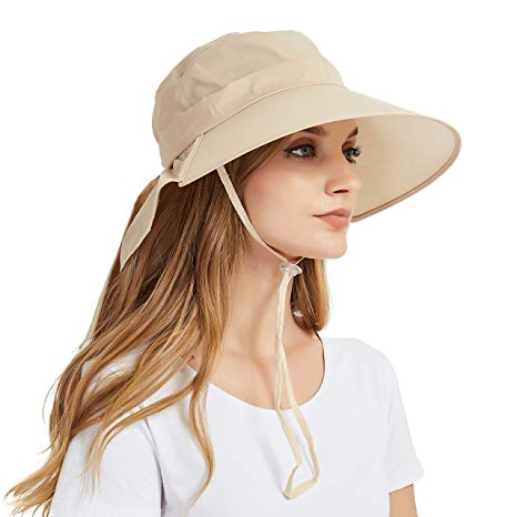 Women's Wide Brim Sun Hat, Outdoor Sun Protection Visor Floppy Hat Packable Boonie Hat for Safari Fishing Beach Golf