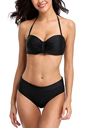 ATTRACO Bikini Swimsuit for Women Wireless Backless Two Pieces Swimwear Bikini Set