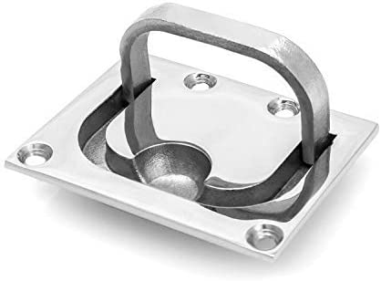 QWORK 316 Stainless Steel Boat Ring Hatch Pull Flush Lift,Flush Ring Pull,Cabinet Locker Handle, Flushing Lift Handle