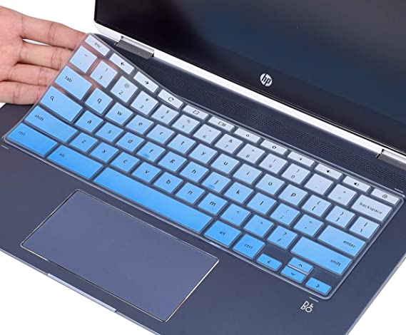 CaseBuy Keyboard Cover for HP Chromebook X360 14 inch Touchscreen, HP Chromebook 14-DA Series, HP Chromebook 14B-CA Series, HP Chromebook 14 Accessories, Ombre Blue