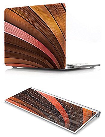 KEC MacBook Pro 13" Retina Case (2015) w/ KeyBoard Cover Plastic Hard Shell Rubberized A1502/A1425 (Mixed Wood)