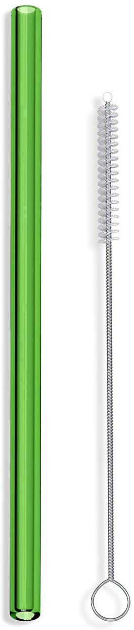 Hummingbird Glass Straws 9 inches x 9.5 mm Straight Reusable Straw Made with Pride in the USA (green)