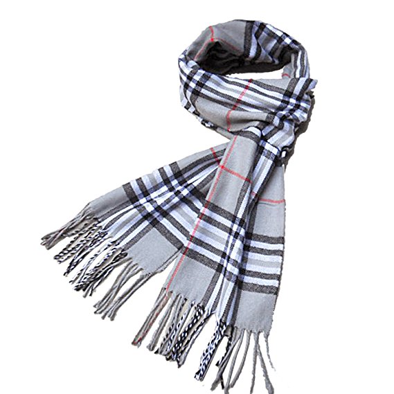 Mens Winter Plaid Warm Soft Elegant Cashmere Feel Wrap Scarf