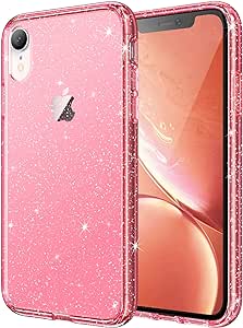 JETech Glitzer Hülle für iPhone XR, 6,1 Zoll, Bling Glitter Stoßfeste Stoßstange Handyhülle, Niedliche Glitzernde für Frauen und Mädchen (Rot)