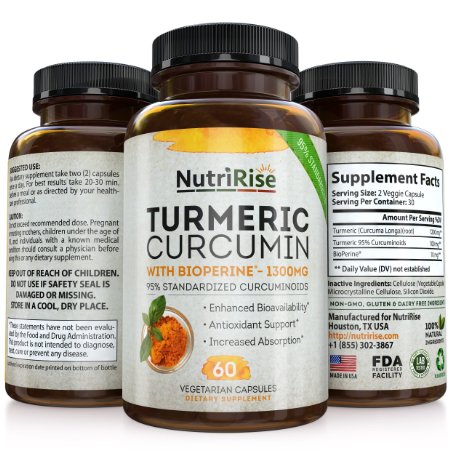 Turmeric Curcumin With Bioperine® Black Pepper Capsules To Support Joint Pain & Inflammation Relief - 95% Standardized Curcuminoids For Best Absorption. Natural Antioxidant. 100% Pure Extract