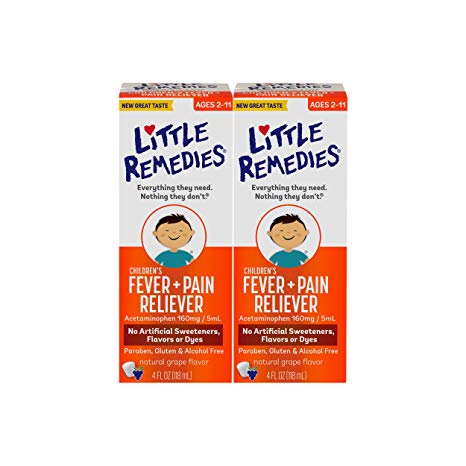Little Remedies  Children's Fever & Pain Reliever | Grape  | 4 FL OZ | 2 Pack
