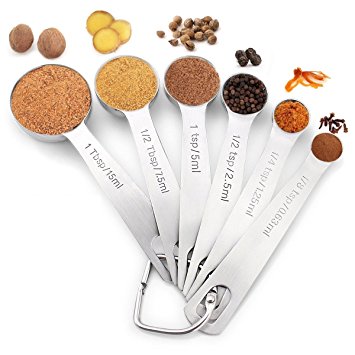Winage measuring spoons-7403 18/8 Stainless Steel Spoons Set of 6 Dry and Liquid Ingredients, One Size, Gray