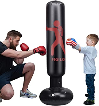 Inflatable Punching Bag for Kids, 63Inch Punching Bag Freestanding Boxing Bag Heavy Punching Bag, for Practicing Karate, Taekwondo, MMA, Decompression Fitness Kick Training (Air Pump Included)
