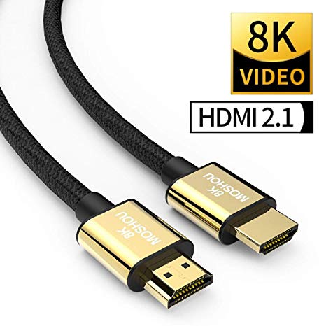 SIKAI MOSHOU Ultra High Speed HDMI 2.1 Cable 8K 60Hz, 4K 120Hz, 3D Ultra HDR 48Gbps HiFi eARC Dolby Atmos HDCP2.2 HDMI Cable Compatible with Samsung QLED 8K Q900 TV, TCL Roku TV, VIZIO TV (1.5 Feet)