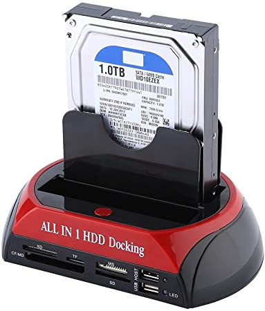 SATA HDD Docking Station,2.5 inch /3.5 inch Dual SATA IDE HDD Docking Station Hard Disk Drive Dock USB 2.0 Hub Support for 2.5 / 3.5inch SATA & IDE Hard Disk