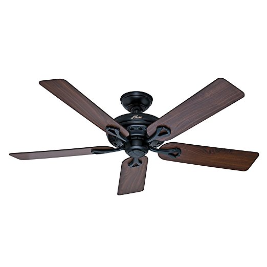 Hunter Fan Company 53104 The Savoy 52-Inch Matte Black Ceiling Fan with Five Walnut/Light Cherry Blades