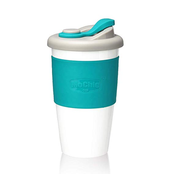 MOCHIC CUP Reusable PLA Coffee Cup with PP Lid and Silicone Sleeve,Durable Tea Mug BPA Free and Eco-Friendly,Portable Tumbler for Work and Home (Mint Green, 16OZ)