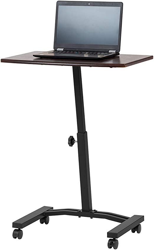IRIS USA LTC Cart Adjustable Height, Standing Desk, Laptop and Mouse Table, Working from Home, Single, Brown