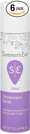 Summer's Eve Ultra Extra Strength Feminine Deodorant Spray, 2-Ounce Cans (Pack of 6)