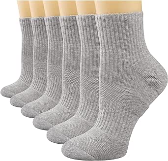 COOPLUS Womens Ankle Socks Athletic Running Cotton Quarter Socks for Women 6 Pairs