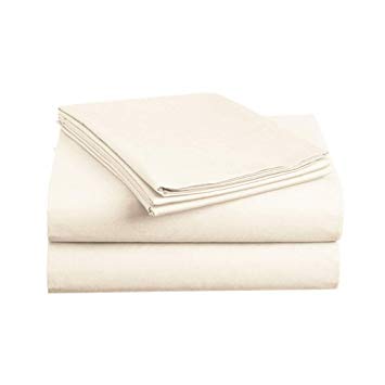 Luxe Bedding Sets - Microfiber Sheet Set 3 Piece Bed Sheets, Deep Pocket Fitted Sheet, Flat Sheet, Pillow Case, Ivory, Twin XL