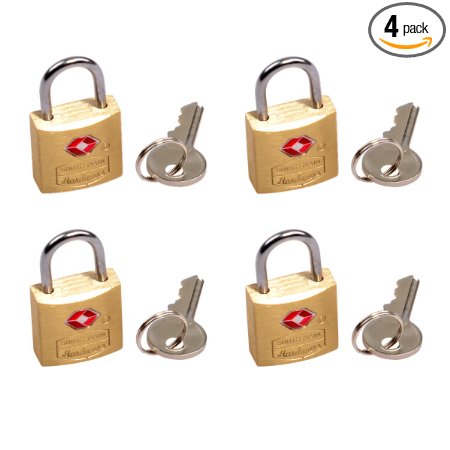 South Main Hardware 810106 TSA Approved Luggage Lock, Solid Brass, 3/4-Inch Wide Body, 4-Pack, Solid Brass