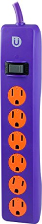 Uber 25116 Power Strip, 6 Outlets 4-Feet Cord Safety Cvrs