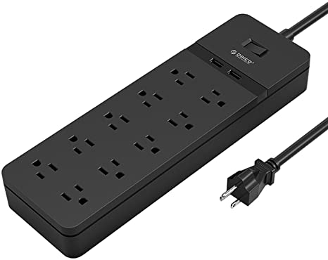 ORICO 10 Outlets Surge Protector with 2 USB Charging Ports, 5Ft Long Power Cord for Home, Office, Hotel, Nightstand and Dresser