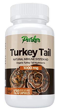 Premium Turkey Tail Mushroom Capsules by Parker Naturals Supports Immune System Health. Nature's Original Superfood. 120 Capsules