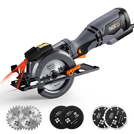 Tacklife Compact Circular Saw 5.8A with Laser Guide, 6 Blades, 4-1/2", 3500rpm, Max Cutting Depth 1-11/16’’ (90 Degree), 1-1/8’’ (45 Degree), for Wood/Plastic/Metal/Tile, One-hand Left Design|TCS115A