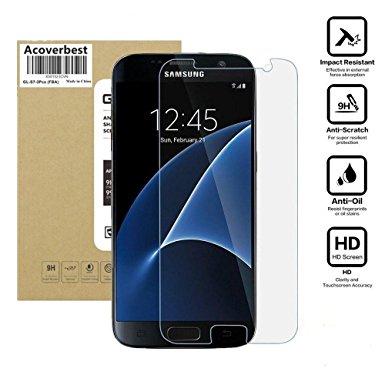 Galaxy S7 Tempered Glass [2-Pack] Screen Protector , Acoverbest Screen Protector [3D Touch Compatible], HD Anti-Fingerprint Bubble Free Scratch Proof Screen Protector for Samsung Galaxy S7