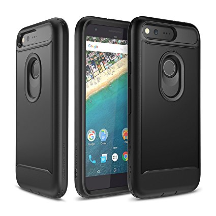 Google Pixel XL Case, YOUMAKER Full-body Rugged Belt Clip Holster Case with Built-in Screen Protector for Google Pixel 5.5 inch (2016 Release) - Black/Black