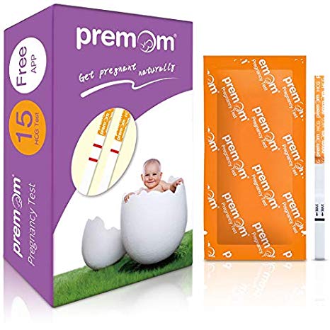 Premom’s 15-Pack hCG Pregnancy Test Strips -15 Individually Wrapped Pregnancy Test Kit- Over 99% Accurate and Powered by Premom Ovulation Predictor iOS and Android APP_#PMS-115…