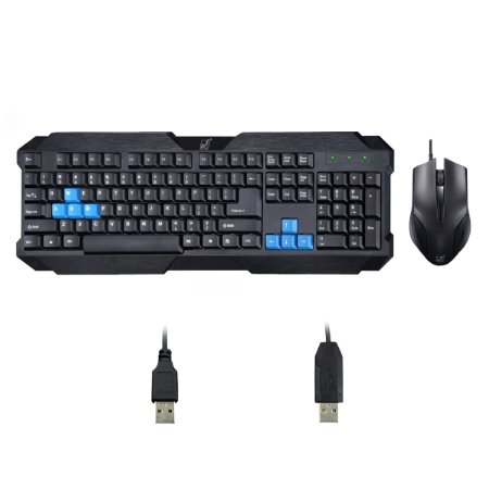Qisan Standard Keyboard and Mouse Combo Wired keyboard and mouse set Full Size keyboard and mouse UU With US Layout