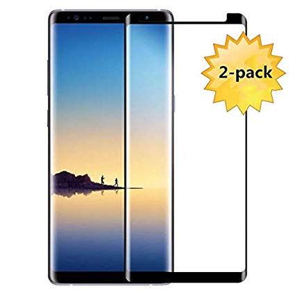 [2 Pack] Galaxy Note8 Tempered Glass Screen Protector, [New Version] [Anti-Fingerprint] [9H Hardness] Screen Protector Compatible for Samsung Galaxy Note 8 [Black] (Note8/2Pack)