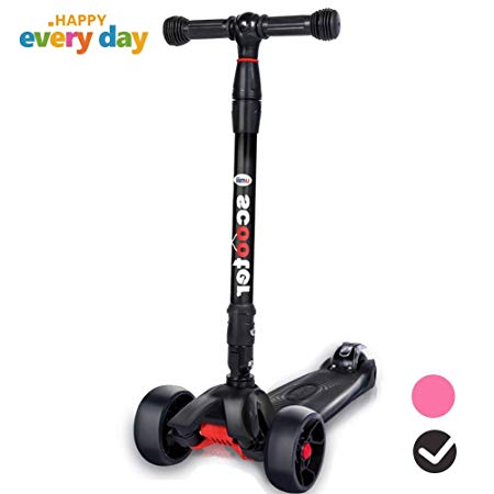 U-mii Scooters for Kids, 3 Wheel Foldable Kick Scooter for Toddlers, Widen PU Flashing 3 Wheels, 5 Adjustable Height Toddler Scooter for Girls&Boys Age 2 to16