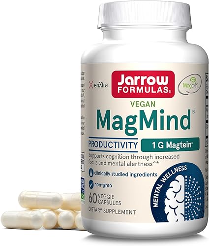 Jarrow Formulas MagMind Productivity with Magtein 1g (Magnesium L-Threonate), and enXtra 300 mg, Dietary Supplement for Cognition Support, Mental Wellness Supplement, 60 Veggie Capsules, 30 Day Supply